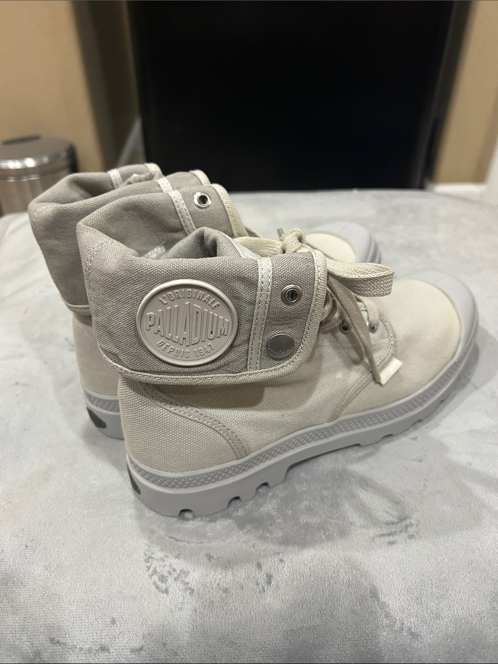 Palladium Canvas High-Top Boots in Light Beige - Picture 5 of 8